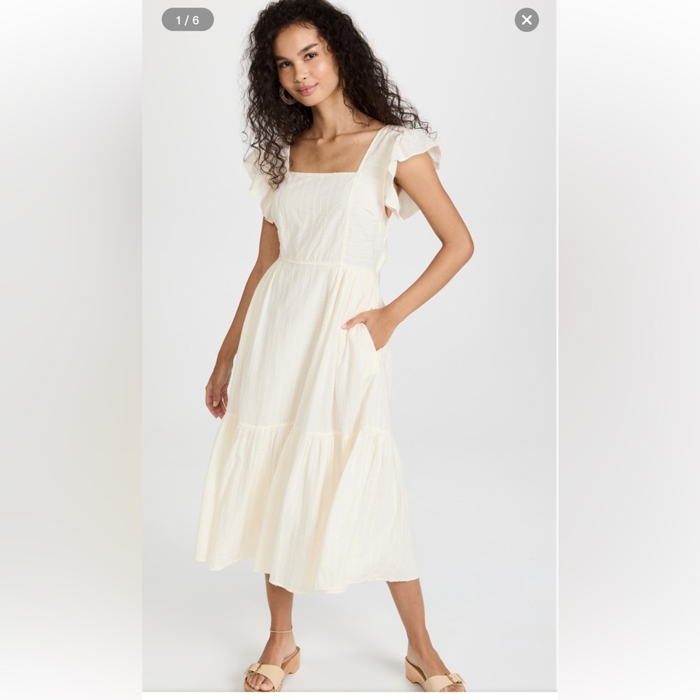 Madewell ruffle strapped tiered midi dress